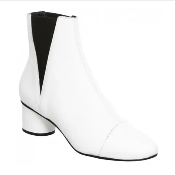 Rebecca Minkoff Boots Izette White Leather Go Go Block Heels 8.5m